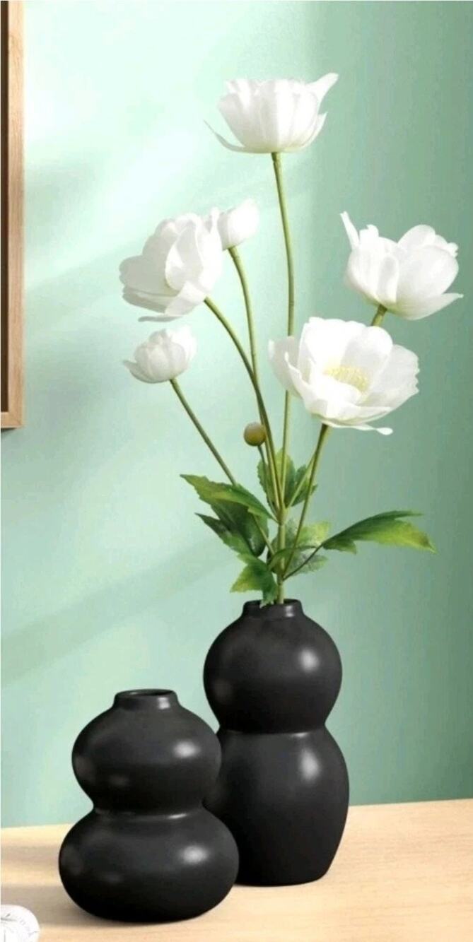 Room Essentials 2pk Bud Vase Black Decorative Glass Vase Set